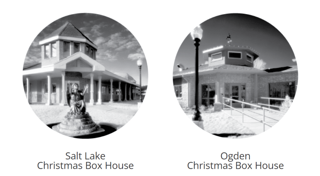 Front entrance to the three christmas box shelters